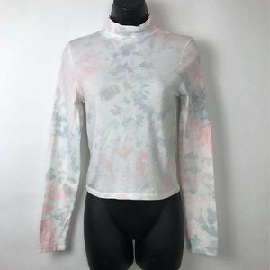 Wild Fable Crop Top White Pour Dye Mock Neck Sz S